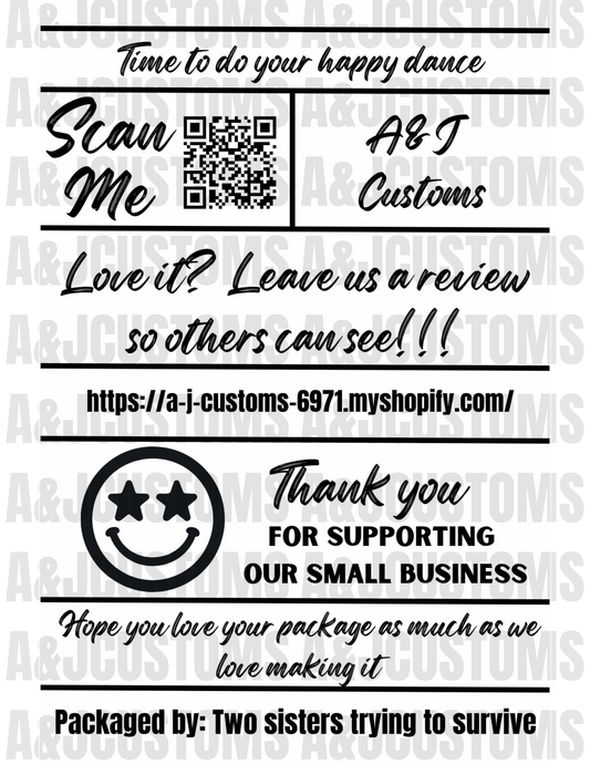 Small Business Thank You Labels 4"x6"