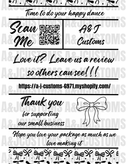 Small Business Thank You Labels 4"x6"