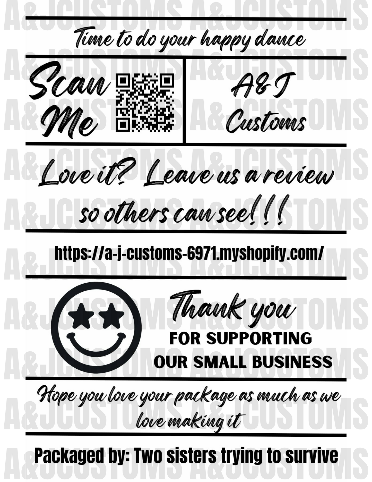 Small Business Thank You Labels 4"x6"